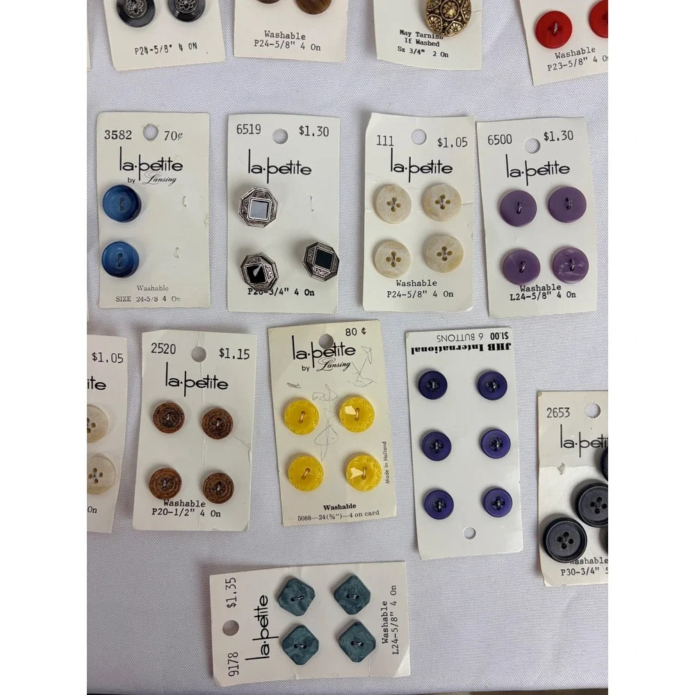 Vintage La Petite Lansing Sewing Button Lot JHB International Assorted Colors 32